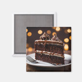 Stück Schokoladenkuchen Magnet (Vorderseite/Rückseite)