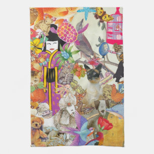 Stückchen und Bob-Collage 1 Küchen-Tuch Handtuch