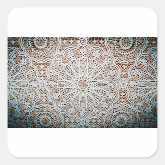 Stuckdeckenmuster Quadratischer Aufkleber (Vorderseite)