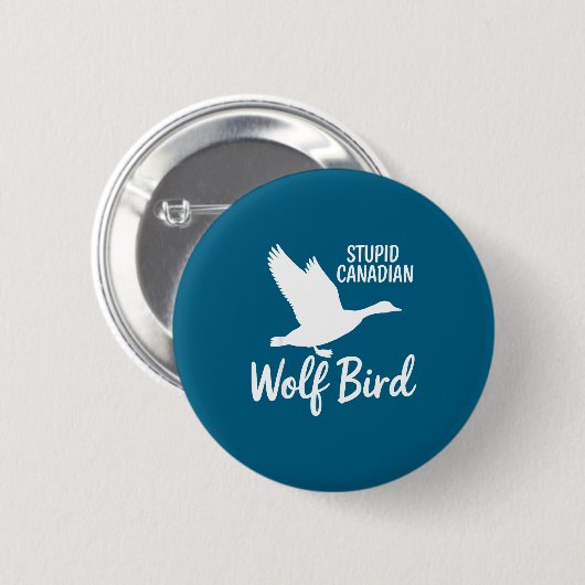 Stud Canadian Wolf Bird Funny Button (Vorne & Hinten)