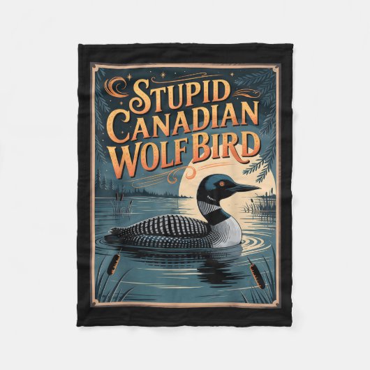 Stud Canadian Wolf Bird Funny Loon Humor Fleecedecke (Vorderseite)