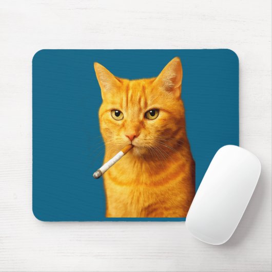 Stud Cool Funny Cat Meme Smoking Cat Cigarette  Mousepad (Mit Mouse)