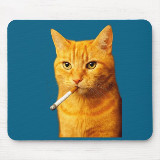 Stud Cool Funny Cat Meme Smoking Cat Cigarette Mousepad (Vorne)