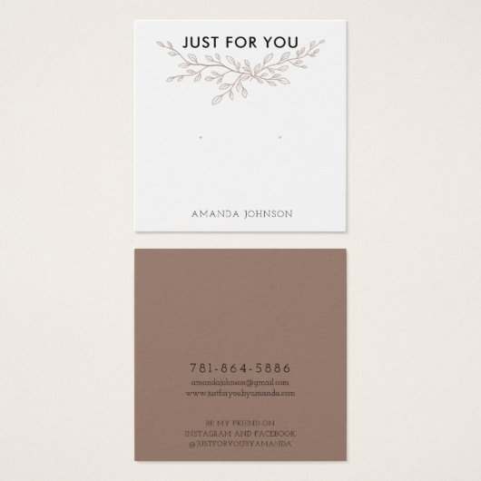 Stud Earring Display Card Moderne Branthy (Vorne & Hinten)