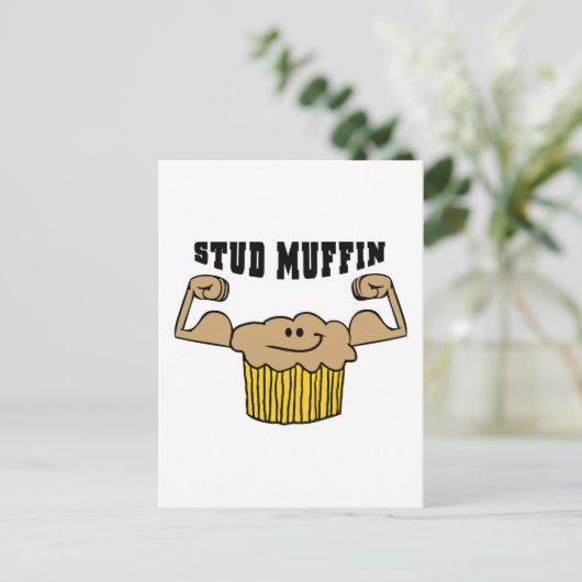 Stud Muffin Postkarte (Stehend Vorderseite)