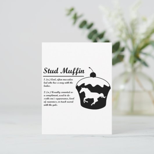Stud Muffin Postkarte (Stehend Vorderseite)