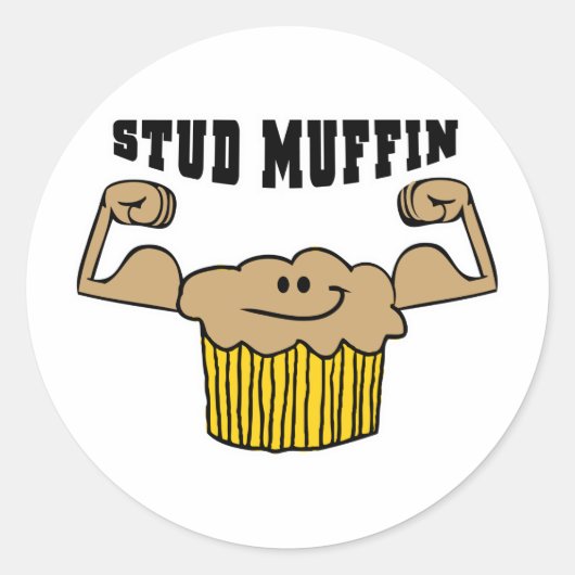 Stud Muffin Runder Aufkleber (Vorderseite)