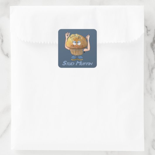 Stud Muffin Spaß Quadratischer Aufkleber (Tasche)
