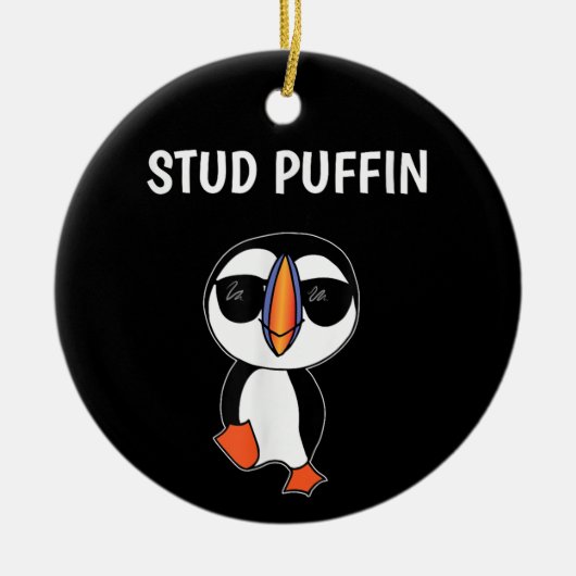 Stud Puffin Funny Bird Keramik Ornament (Vorne)