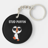 Stud Puffin Funny Bird Schlüsselanhänger (Rückseite)
