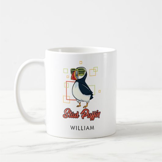 Stud Puffin Meer Vogel Cute Gag Personalisiert Kaffeetasse (Links)