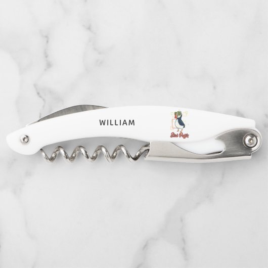 Stud Puffin Sea Bird Illustration Personalisiert Kellnermesser (Rückseite)