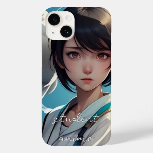 Student Anime Mit Monogramm Case - Mate iPhone Cas (Rückseite)