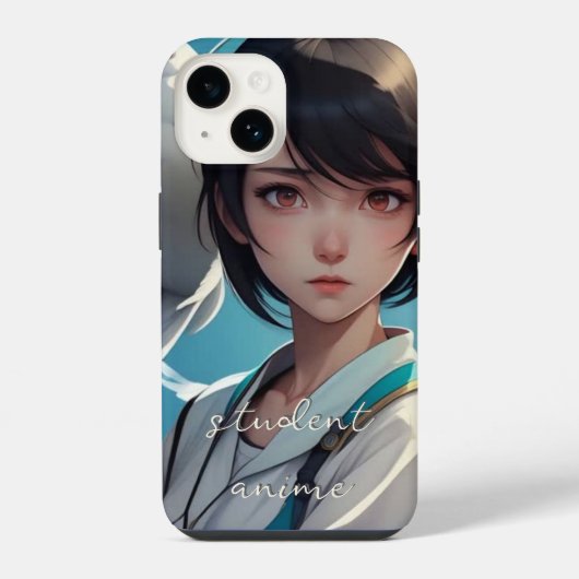 Student Anime Mit Monogramm Case - Mate iPhone Cas Hülle (Rückseite)