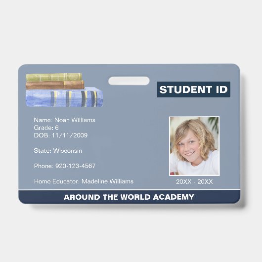 Student-Ausweis-Buchstapel Ausweis (Vorderseite)