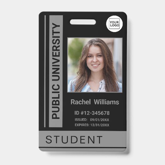 Student Foto Ausweis Universität grau (Vorderseite)