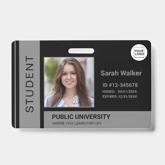 Student Foto Ausweis Universität grau (Vorderseite)