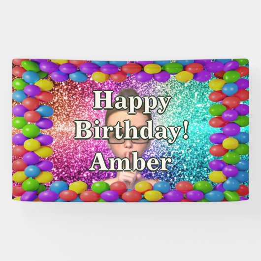 Student Girl Personalisierter Charakter Geburtstag Banner (Horizontal)