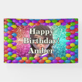 Student Girl Personalisierter Charakter Geburtstag Banner (Horizontal)