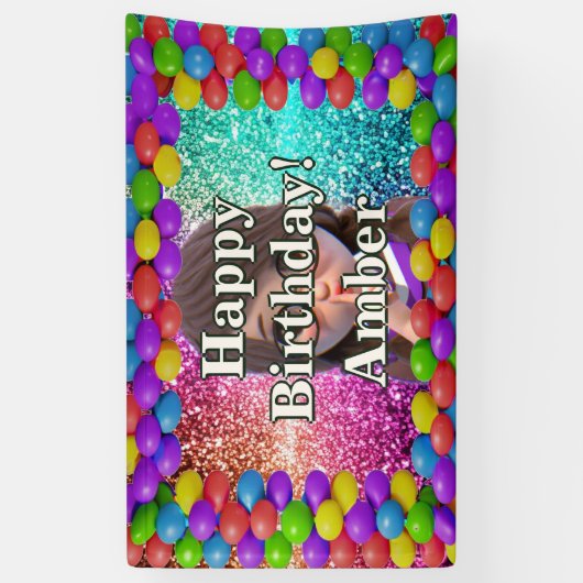 Student Girl Personalisierter Charakter Geburtstag Banner (Vertikal)