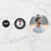 Student graduation modern black photo konfetti (Vorderseiten)