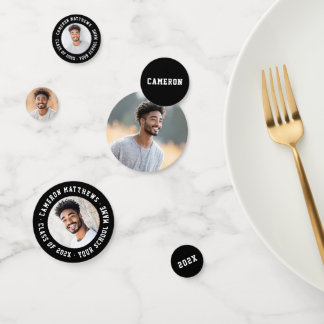 Student graduation modern black photo konfetti