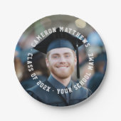 Student graduation photo college jersey font pappteller (Vorderseite)