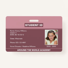 Student ID Blush Pink Abzeichen Ausweis
