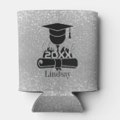 Student - Klasse 20XX - Silberner Glitzer Dosenkühler (Rückseite)