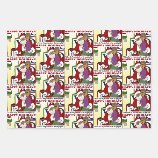Student Naughty List Yellow Geschenkpapier Set (Vorderseite)
