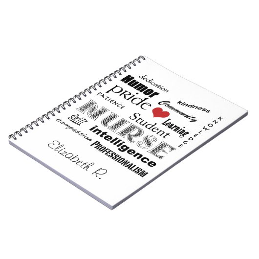 Student Nurse-Attribute+Herz/Personalisieren Name Notizblock (Linke Seite)