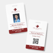 Student Nurse Practitioner DNP Red Foto QR Code Ausweis (Vorder- & Rückseite)