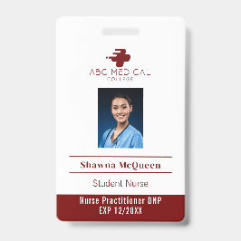 Student Nurse Practitioner DNP Red Foto QR Code Ausweis