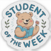 Student of the Week Bear Reward Sticker (Vorderseite)