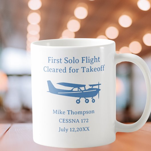 Student Pilot First Solo Aviation Blue Personalize Kaffeetasse