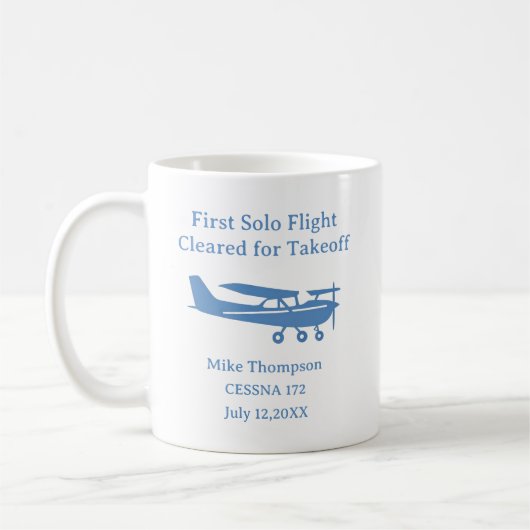 Student Pilot First Solo Aviation Blue Personalize Kaffeetasse (Links)