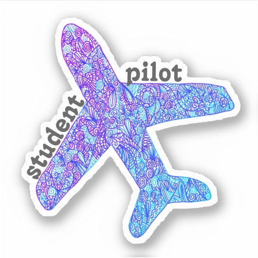 "Student Pilot" Flugzeug Vinyl Sticker (lila) (Vorderseite)