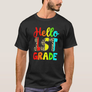 Student Teacher Hello 1st Grade Leopard Back To Sc T-Shirt