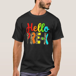 Student Teacher Hello Pre K Leopard Back To School T-Shirt