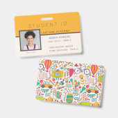 Studentenausweis Abzeichen | Doodles Orange Ausweis (Vorder- & Rückseite)