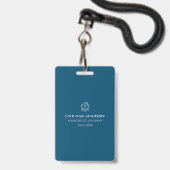 Studentenausweis Abzeichen | Minimalistisches Blau Ausweis (Rückseite mit Schlüsselband)