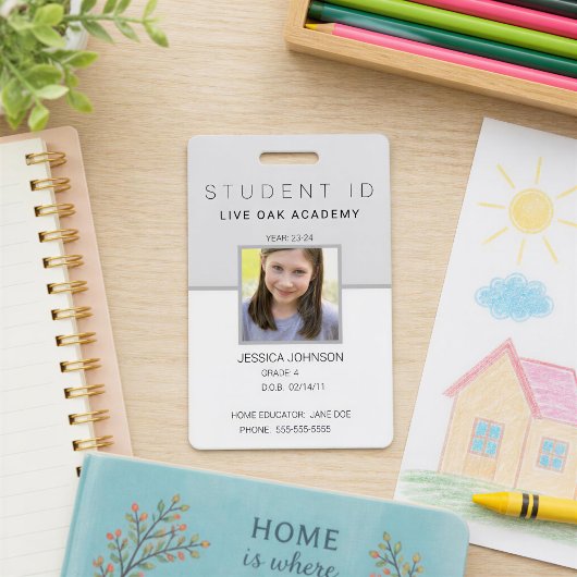 Studentenausweis Abzeichen | Modernes Grau Vertika Ausweis