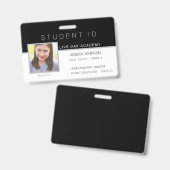 Studentenausweis Abzeichen | Modernes Schwarz Ausweis (Vorder- & Rückseite)