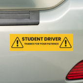 Studentenfahrer bedankt sich für Ihre Geduld Autoaufkleber (Auf Auto)