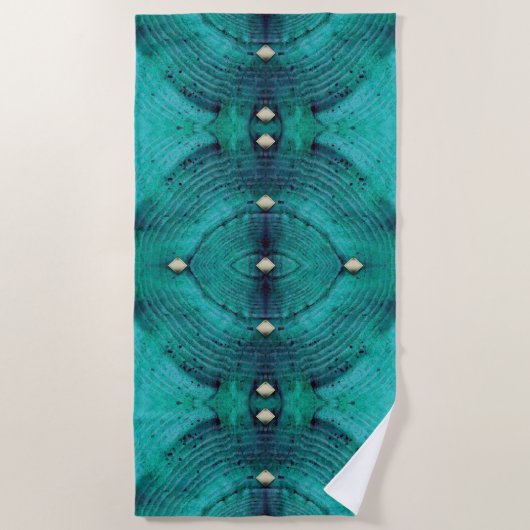 Studentenmuster in Aqua-Blues Strandtuch (Vorderseite)