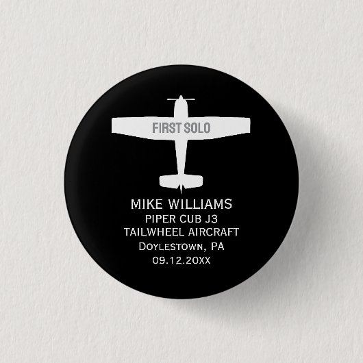 Studentenpilot First Solo Aviation Custom Button (Vorderseite)