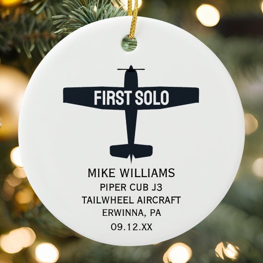 Studentenpilot First Solo Flugzeug Custom XMAS Keramik Ornament
