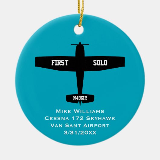 Studentenpilot First Solo Flugzeug Custom XMAS Keramik Ornament (Vorne)