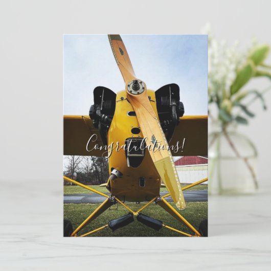 Studentenpilot First Solo Flugzeug Funny Glückwuns Karte (Stehend Vorderseite)