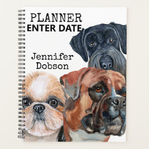 Studentenplaner mit Aquarellhunden Planer